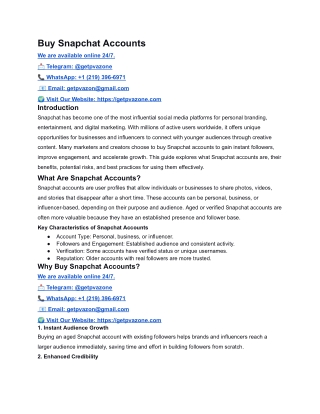 Buy Snapchat Accounts in USA 2026