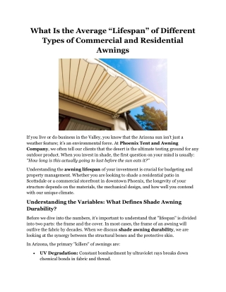 What Is the Average Lifespan of Different Types of Commercial and Residential Awnings