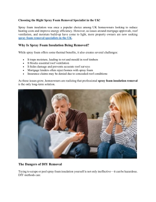 Choosing the Right Spray Foam Removal Specialist in the UK!