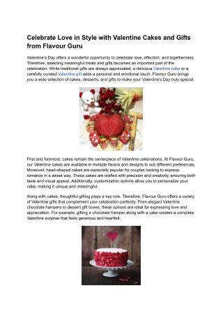 Celebrate Love in Style with Valentine Cakes and Gifts from Flavour Guru