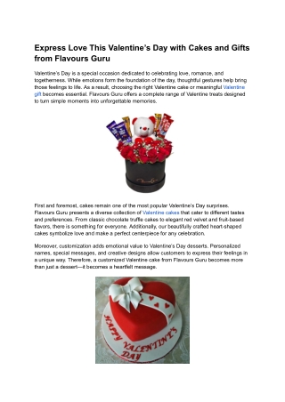 Express Love This Valentine’s Day with Cakes and Gifts from Flavours Guru