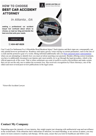 Settlement For Road Rash After A Motorbike Accident?