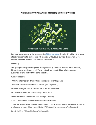Make Money Online: Affiliate Marketing Without a Website
