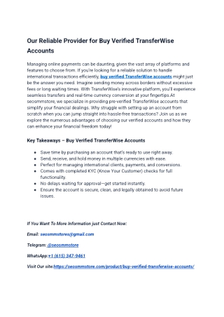 How Unlock Buy Verified TransferWise Accounts? | PDF