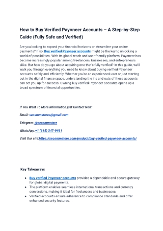 How Unlock Buy Verified Payoneer Accounts? | PDF
