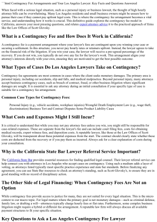 7 Essential Facts and Key Questions About Contingency Fee Lawyers in Los Angeles