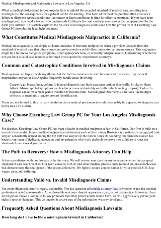 7 Critical Facts About Medical Misdiagnosis and Your Right to Compensation in Lo