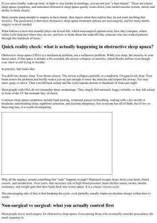 Non-Surgical Obstructive Sleep Apnea Treatment Options You Should Know