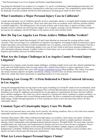 10 Critical Facts About Personal Injury Law in Los Angeles: Attorneys, Verdicts,