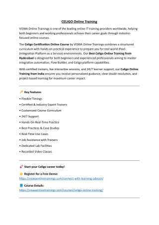 CELIGO Online Training Real-time support from India
