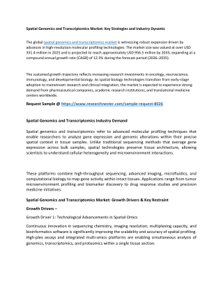 Spatial Genomics and Transcriptomics Market