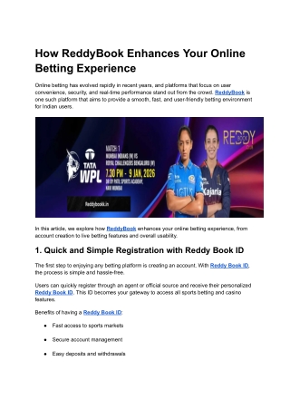 How ReddyBook Enhances Your Online Betting Experience