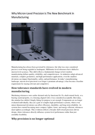 Why Micron-Level Precision Is The New Benchmark In Manufacturing