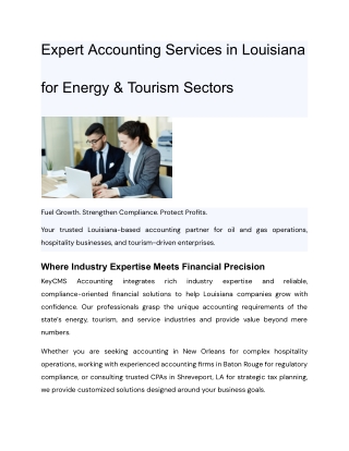 Expert Accounting Services in Louisiana for Energy & Tourism Sectors