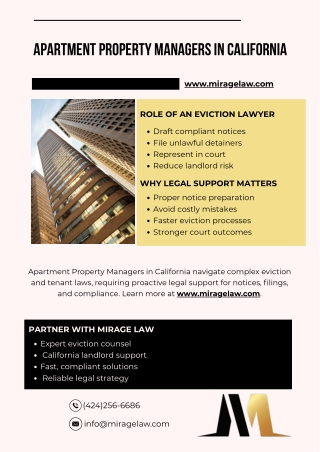 Apartment Property Managers in California - www.miragelaw.com