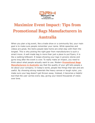 Maximize Event Impact Tips from Promotional Bags Manufacturers in Australia