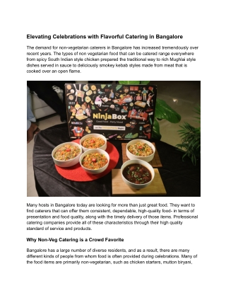 Elevating Celebrations with Flavorful Catering in Bangalore