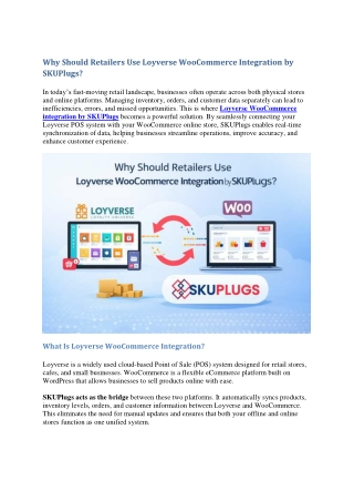 Why Should Retailers Use Loyverse WooCommerce Integration by SKUPlugs