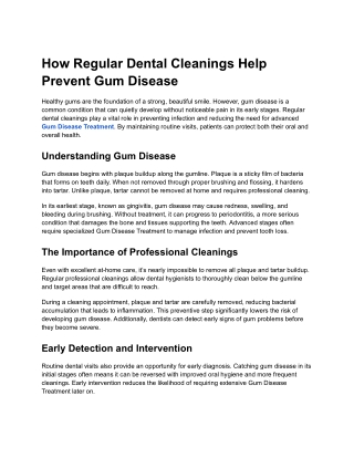 How Regular Dental Cleanings Help Prevent Gum Disease