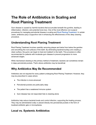 The Role of Antibiotics in Scaling and Root Planing Treatment