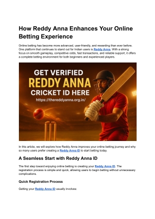 How Reddy Anna Enhances Your Online Betting Experience