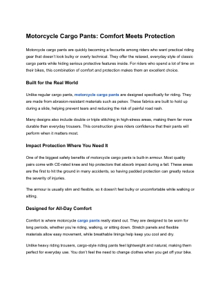 Motorcycle Cargo Pants_ Comfort Meets Protection
