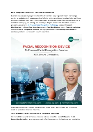 Facial Recognition in KSA & GCC - Predictive Threat Detection