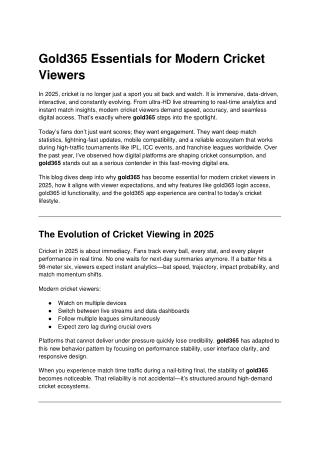 Gold365 Essentials for Modern Cricket Viewers
