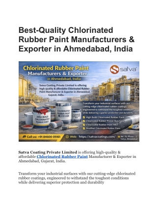 Best-Quality Chlorinated Rubber Paint Manufacturers & Exporter