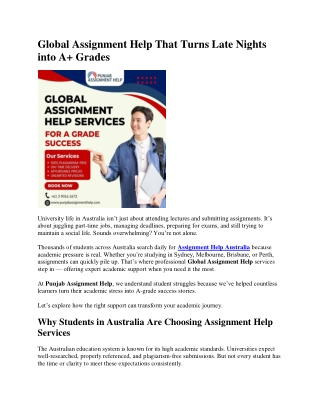 Global Assignment Help That Turns Late Nights into A  Grades