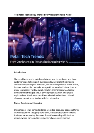 Top Retail Technology Trends Every Retailer Should Know