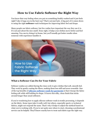 How to Use Fabric Softener the Right Way