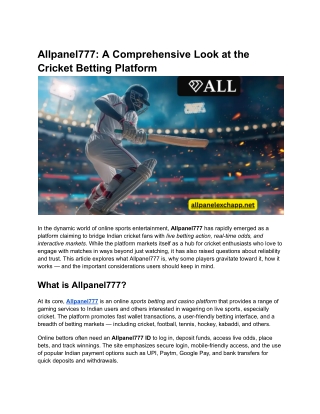 Allpanel777_ A Comprehensive Look at the Cricket Betting Platform