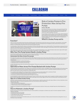 Role of Jockey Pumps in Fire Protection New Jersey Fire Pumps