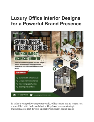 Luxury Office Interior Designs for a Powerful Brand Presence