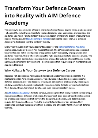 NDA Coaching in Kolkata: Build Discipline, Leadership & Confidence