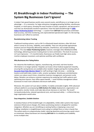 #1 Breakthrough in Indoor Positioning — The System Big Businesses Can’t Ignore!