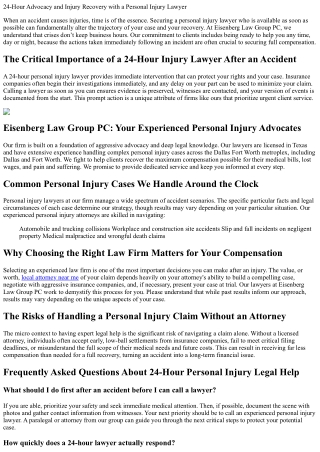 24-Hour Personal Injury Lawyers and Your Right to Immediate Legal Help