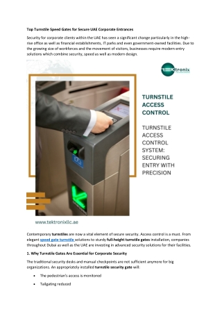 Top Turnstile Speed Gates for Secure UAE Corporate Entrances