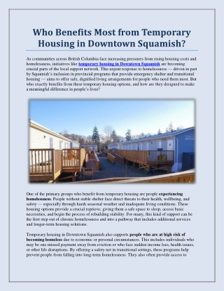Who Benefits Most from Temporary Housing in Downtown Squamish?