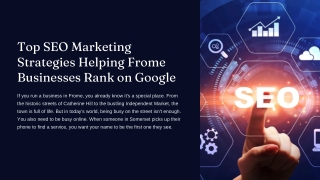Top SEO Marketing Strategies Helping Frome Businesses Rank on Google
