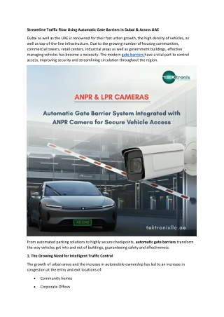 Streamline Traffic Flow Using Automatic Gate Barriers in Dubai & Across UAE