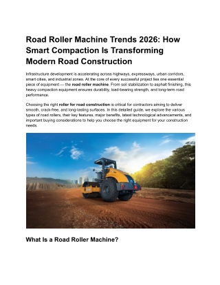 Road Roller Machine Trends 2026