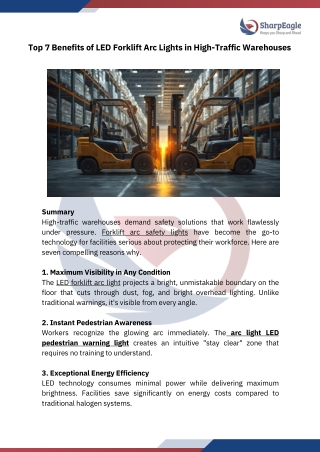 Top 7 Benefits of LED Forklift Arc Lights in High-Traffic Warehouses