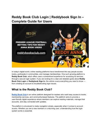 Reddy Book Club Login _ Reddybook Sign In – Complete Guide for Users