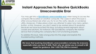 Fixing QuickBooks Unrecoverable Error Quickly