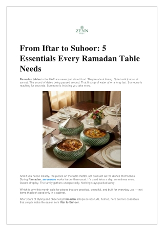 From Iftar to Suhoor: 5 Essentials Every Ramadan Table Needs