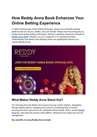 How Reddy Anna Book Enhances Your Online Betting Experience