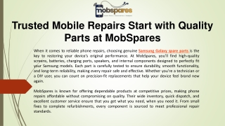 Trusted Mobile Repairs Start with Quality Parts at MobSpares