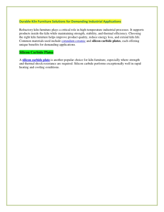 Durable Kiln Furniture Solutions for Demanding Industrial Applications